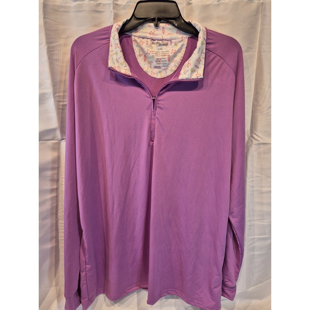 Birdie Bound Men's Golf‎ Polo Shirt XL Purple Lavender Long Sleeve Performance